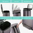 thumbnail image 5 of Qualiazero 13.2 Gallon Trash Can, Rectangular Step On Kitchen Trash Can, Black Stainless Steel, 5 of 13