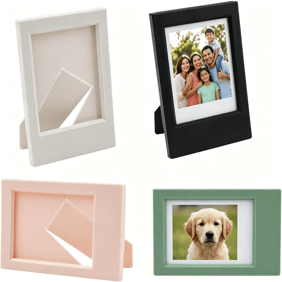 XIBUFE 4 Pcs 2X3 Picture Frame, Mini Photo Frames for Desk Display with Stand, Small Size Picture Frame Compatible with Mini Photos (4 Colors)