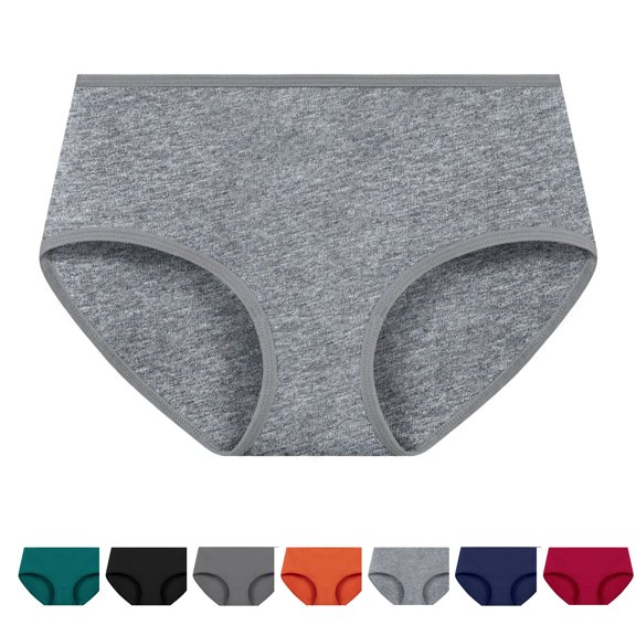 Women's Mid Rise Solid Cotton Brief Panties Soft Stretch Breathable Full Coverage Underwear Comfort Daily Ladies Bikini Panties ,XS,Light Gray