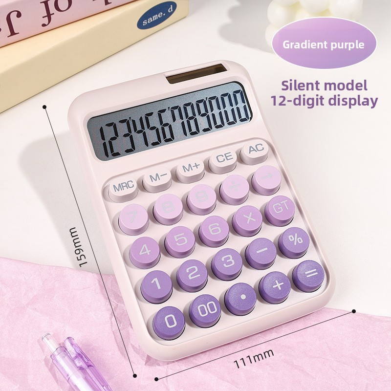 Solar calculator, dual power supply, low energy consumption, desktop office supplies.