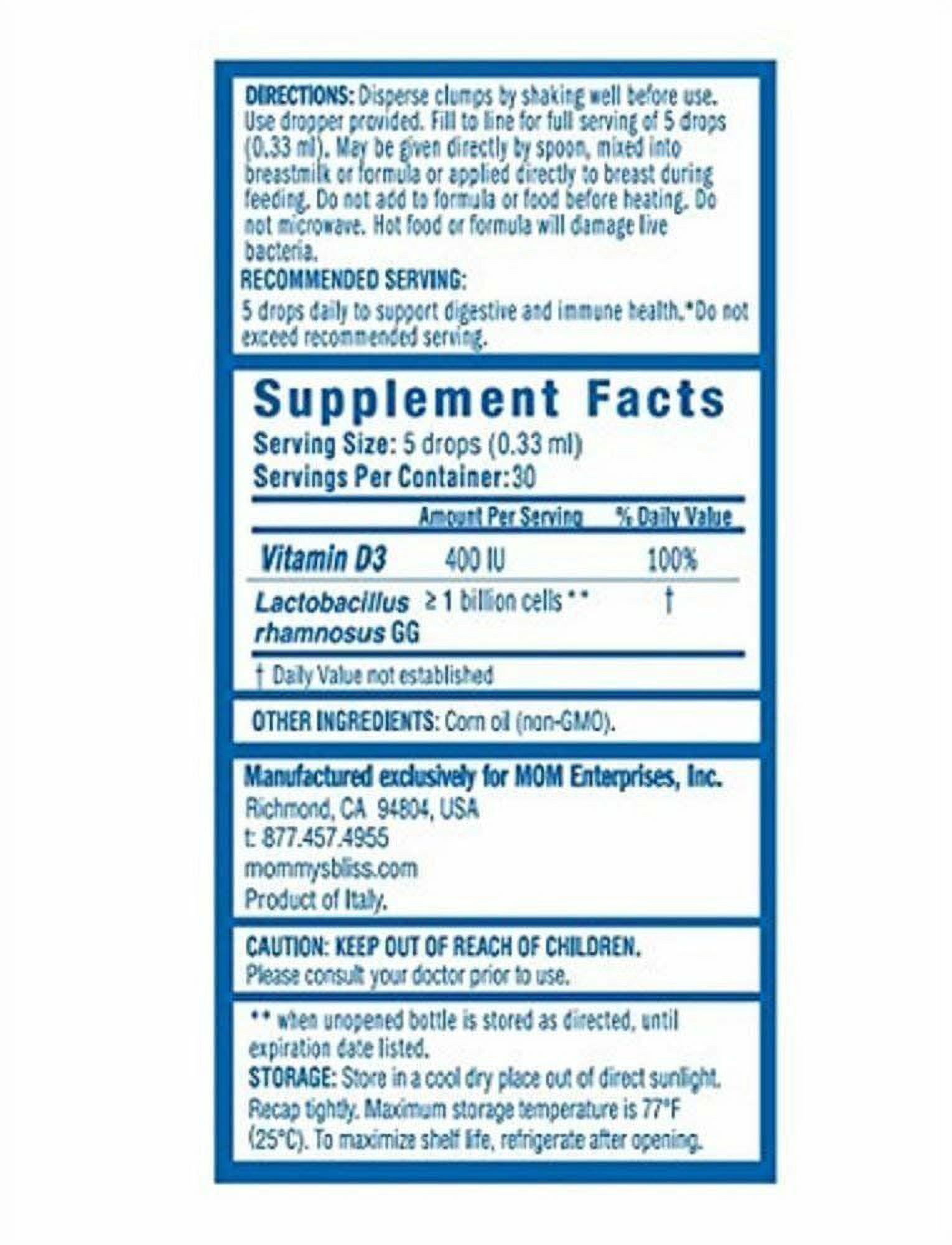 Mommy's Bliss Probiotic Drops + Vitamin D 0.34 oz - (Pack of 4)