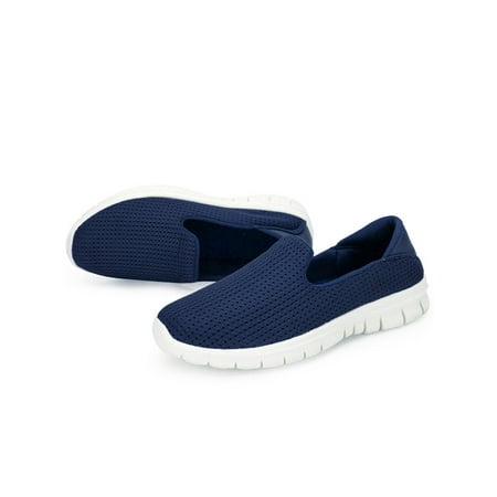 

Eloshman Womens Flats Non-Slip Casual Shoes Slip On Sneakers Sports Breathable Comfort Walking Shoe Lightweight Blue US 7