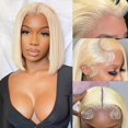 thumbnail image 1 of Peluca LAKASTATR Blonde Bob, 30 cm, 613, cabello humano, 200% de densidad, 1 of 6