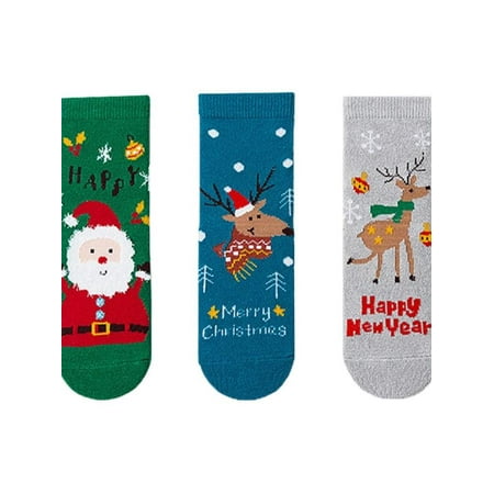 

HOTWINTER 3PCS Christmas Slipper Socks Anti Slip Toddler Socks