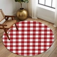 thumbnail image 3 of Round Area Rug 5ft,Farmhsoue Christmas Red White Buffalo Check Washable Carpet Non-Slip Runner Accent Rugs Indoor Floor Mat for Bedroom Living Room Decor,Rural Style, 3 of 9