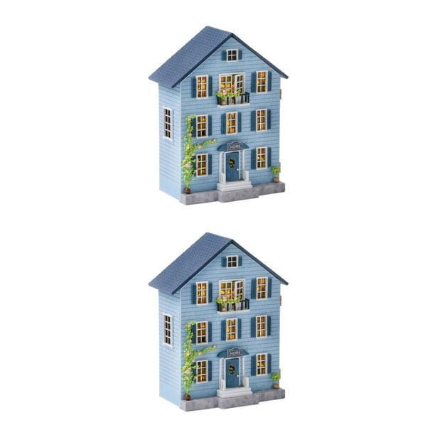 Casas de muñecas DIY con muebles Bewildely Kit de construcción en miniatura ligero Tipo 1 2Conjunto