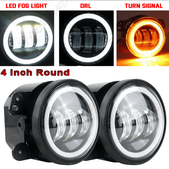 Pair 4 inch Round LED Fog Lights Bumper Driving Lamp Fit for Dodge Journey 2009-2018