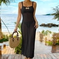 thumbnail image 5 of Qzwdhjm Womens Crochet Beach Coverup Hollow Out Maxi Cami Dresses Square Neck Scalloped Hem Swimsuits Coverups Beach Holidays Bikini Coverup, 5 of 5