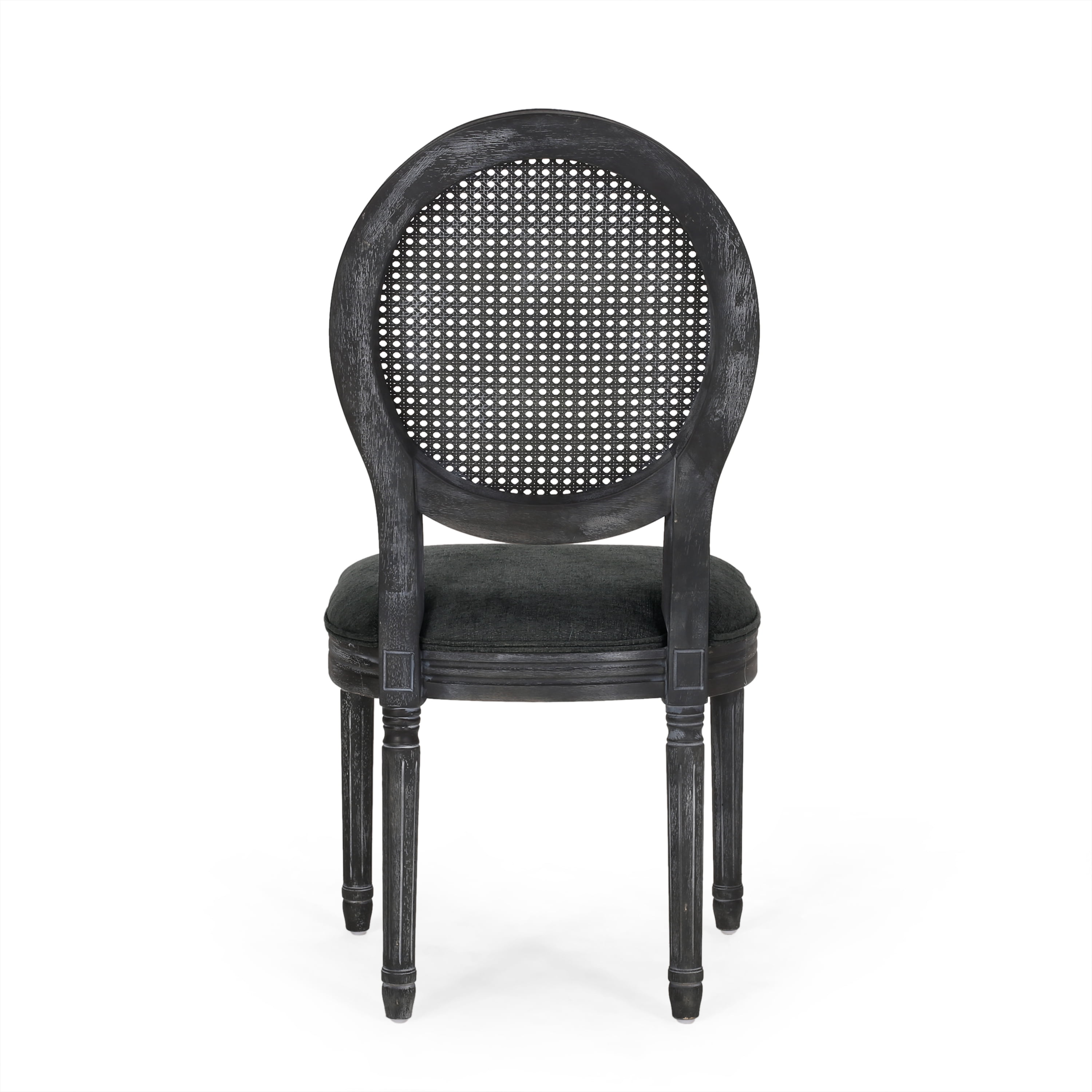 Noble House Acorn French Wood Upholstered Dining Chair, Set of 6, Gray