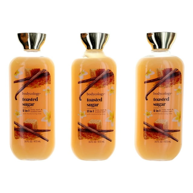Gel de baño y baño de burbujas Bodycology, azúcar tostado, 480 ml, paquete de 3