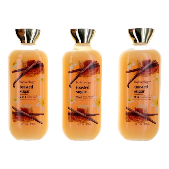 Gel de baño y baño de burbujas Bodycology, azúcar tostado, 480 ml, paquete de 3
