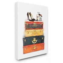 The Stupell Home Decor Collection Luggage Stack Shoes And Makeup Wall Art