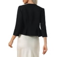 thumbnail image 2 of INSPIRE CHIC Women's Work Crop Blazer Open Front Collarless 3/4 Sleeve Peplum Suit Jacket L Black, 2 of 3