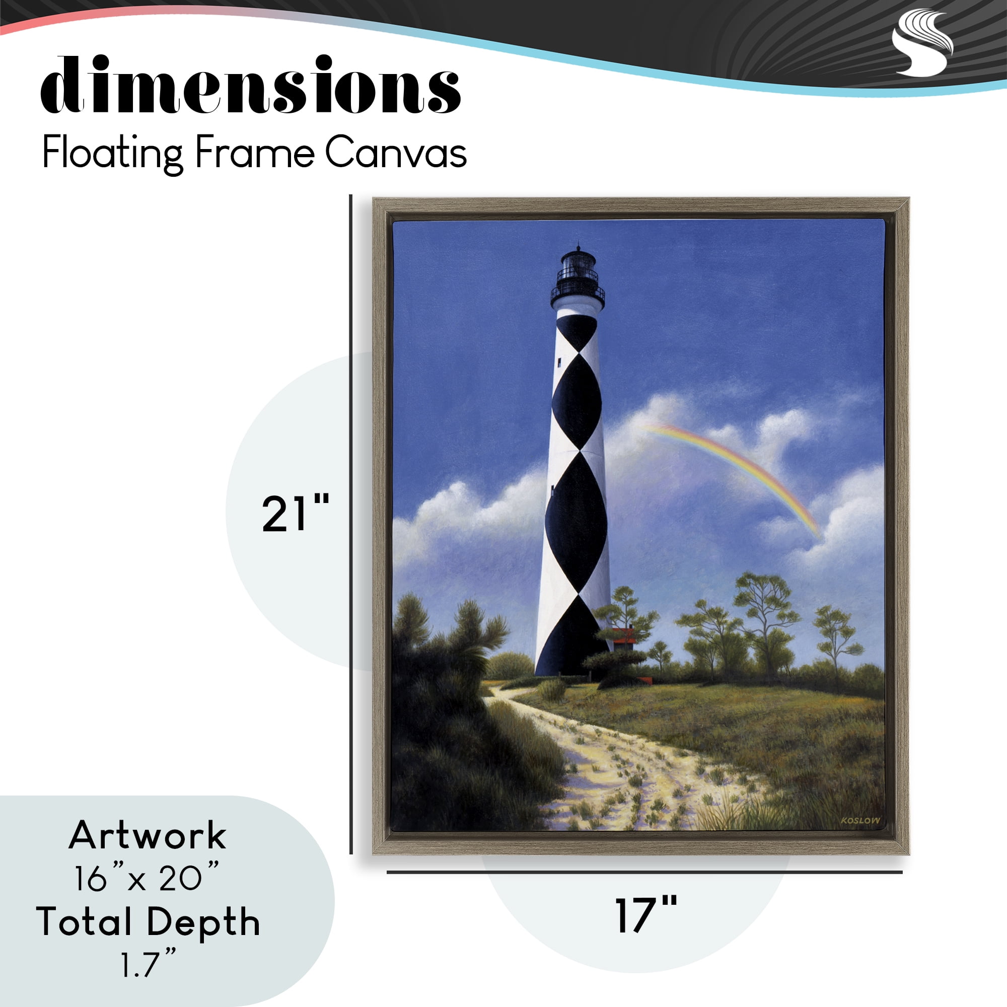 North Carolina Cape Lookout Brown Framed Floater Canvas Wall Art, design by Wind River Studios