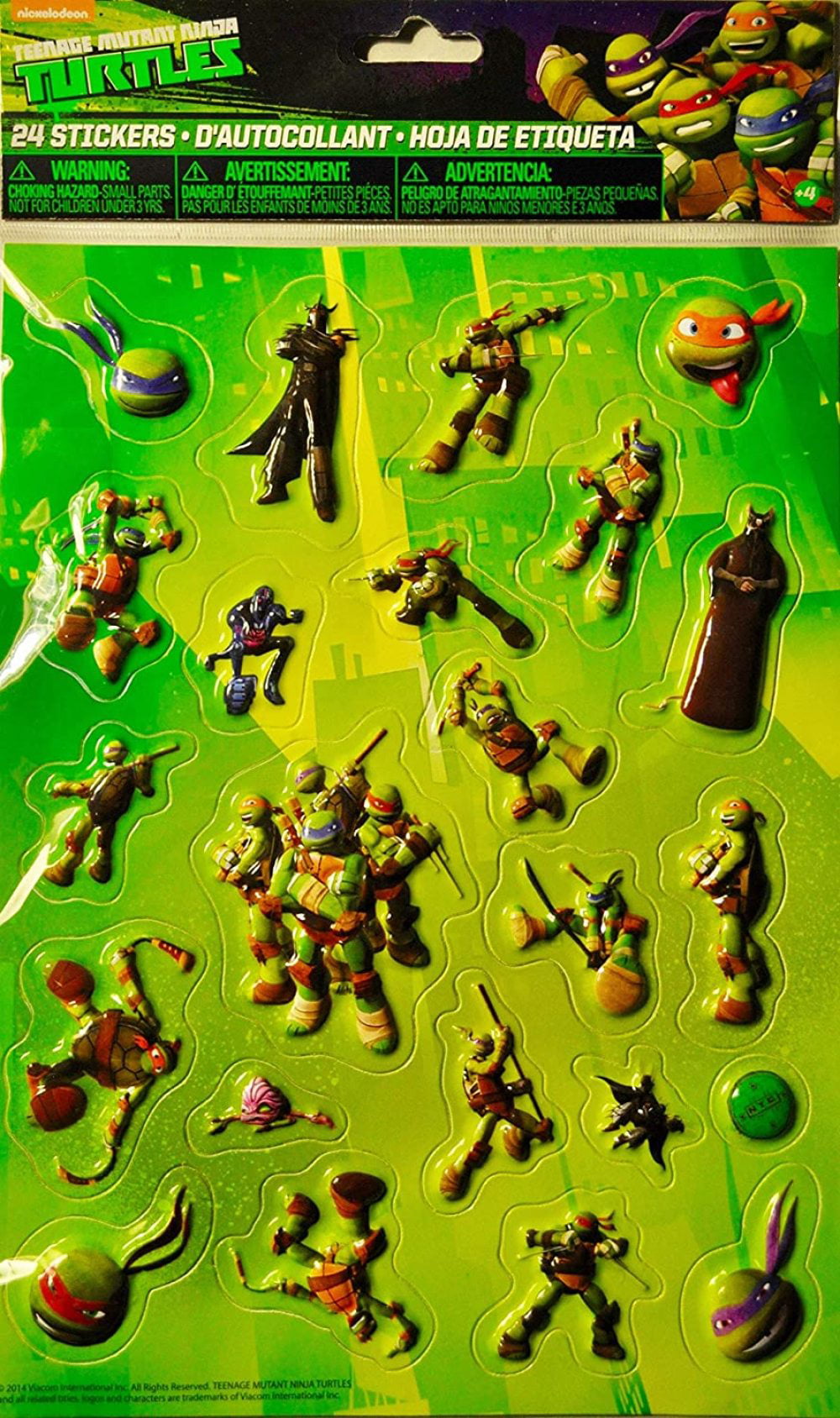 Sheet of 24 Puffy 3D Nickelodeon Teenage Mutant Ninja Turtles Stickers TMNT NEW 