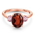 thumbnail image 3 of Gem Stone King 3.30 Ct Oval Red Garnet Pink Lab Grown Diamond 18K Rose Gold Plated Silver Ring, 3 of 6