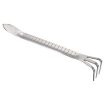 Uxcell Root Rake, Stainless Steel 3 Prong Thickened Nonslip Handle Loosening Soil Cultivator with Spatula, Silver