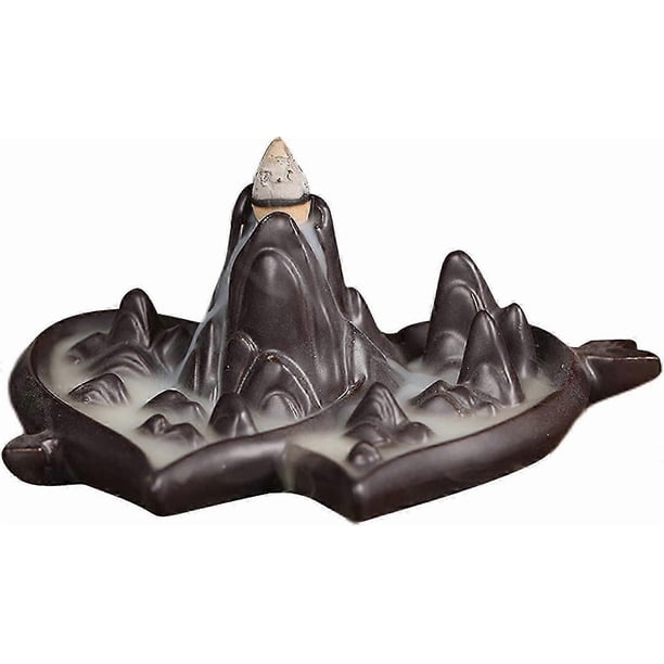 Backflow Incense Burner, Mountain Waterfall Incense Burner, Handmade Ceramic Home Decor, Retro Style, Suitable for Home Office Yoga Aromatherapy Decor