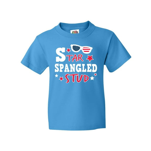 Inktastic Star Spangled Stud with Sunglasses and Stars Youth T-Shirt