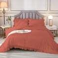 thumbnail image 5 of 5 Piece Luxury Vintage Ruffle Pattern Comforter By D.N.G. BEDDINGS Set Premium Super Soft, All Season, 800 Thread Count 100% Egyptian Cotton Full/Queen Size Brick Red Color, 5 of 8