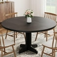 thumbnail image 1 of Round Dining Table for 4, 47 Inches Dining Room Table with Wooden Base, Circle Kitchen Dinner Table for Dining Room, Kitchen, Living Room (Table Only), Black, 1 of 7