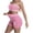 Hot Pink 34, variant on Summer Outfits Workout Set, Faux Denim Print Strapless Bandeau Top + High Waist Butt Lifting Biker Shorts, 2-Piece Quick Dry Yoga & Gym Outfit Summer Sets for Women