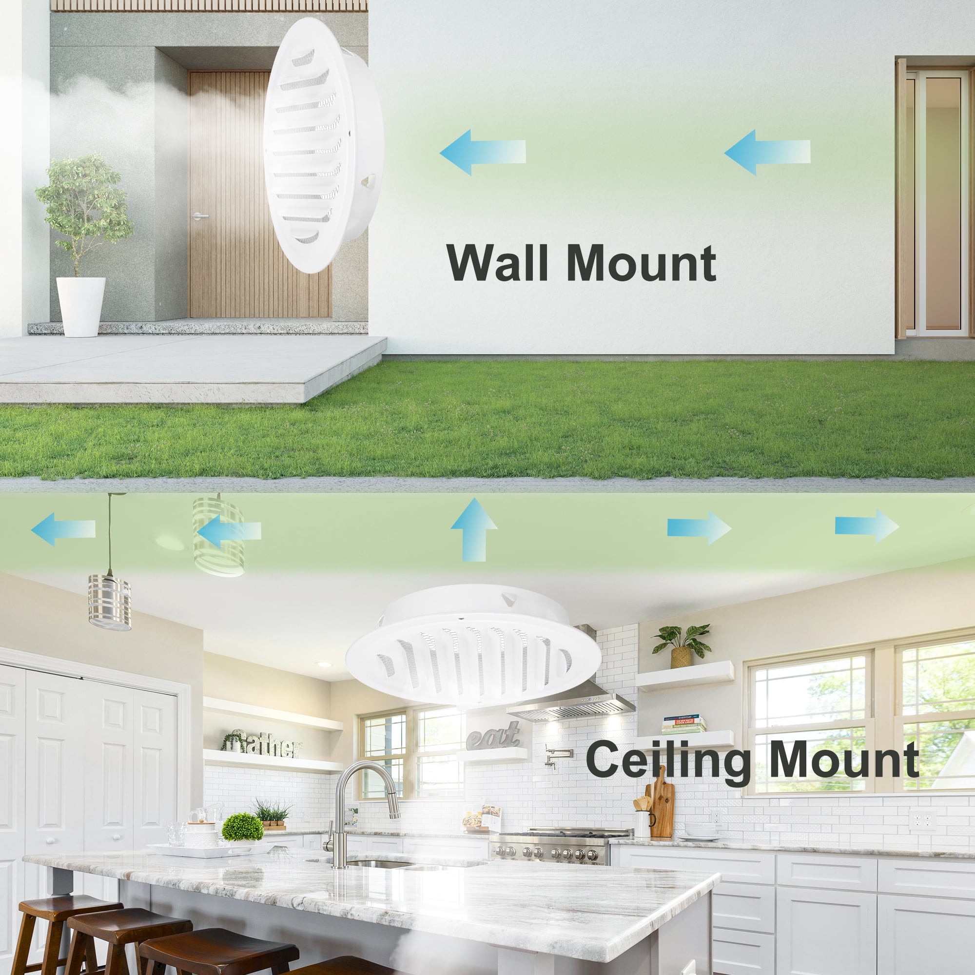 Uxcell Round Soffit Vent, Stainless Steel Wall Vent Grille Cover Exterior Exhaust Louvered Vent White 4 Inch