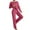 Hot Pink, variant on Diufon Pajama Sets for Women Knitted Striped Baggy Long Sleeve V Neck Tops and Pants Casual Home Sleepwear Outfit