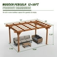 thumbnail image 2 of 12 x 10 FT Outdoor Pergola, Wooden Pergola Gazebo with Climbing Plant Support and Waterproof, for Patio Porch Garden Backyard, Brown, 2 of 9