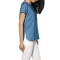 thumbnail image 2 of Unique Bargains Women's Raglan Sleeve Round Neck Tencel Denim Chambray Top Shirt XS Blue, 2 of 5
