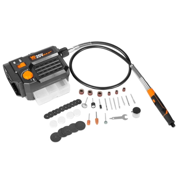 WEN 20V Max Cordless Variable Speed Rotary Tool Station with Flex Shaft and 40 Accessories (Tool Only – Battery Not Included)