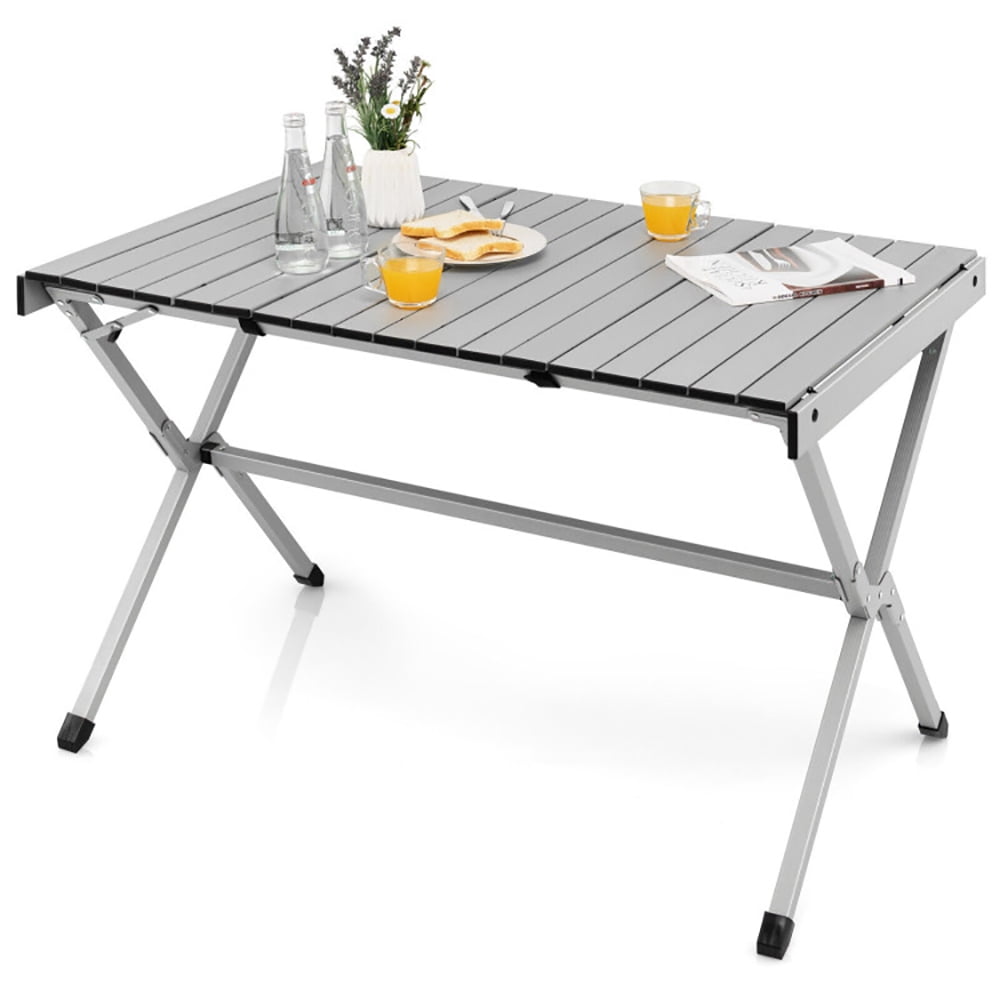 Aimee Lii 4-6 Person Portable Aluminum Camping Table with Carrying Bag, Camp Tables PorTable Foldable, Gray Aimee Lii 4-6 Person Portable Aluminum Camping Table with Carrying Bag, Camp Tables PorTable Foldable, Gray