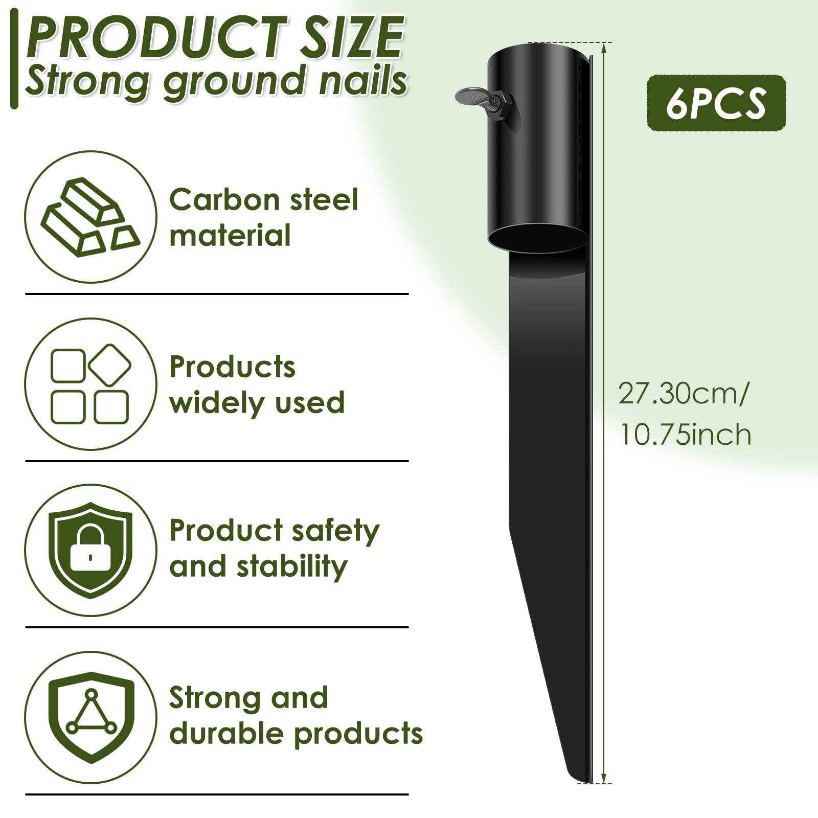 6Pcs Torch Stakes Heavy Duty Carbon Steel Solar Light Ground Spike Outdoor Metal Flag Stakes Umbrella Stakes Universal Light Stakes Landscape Lamps Pole for Solar Lights Outdoor Garden