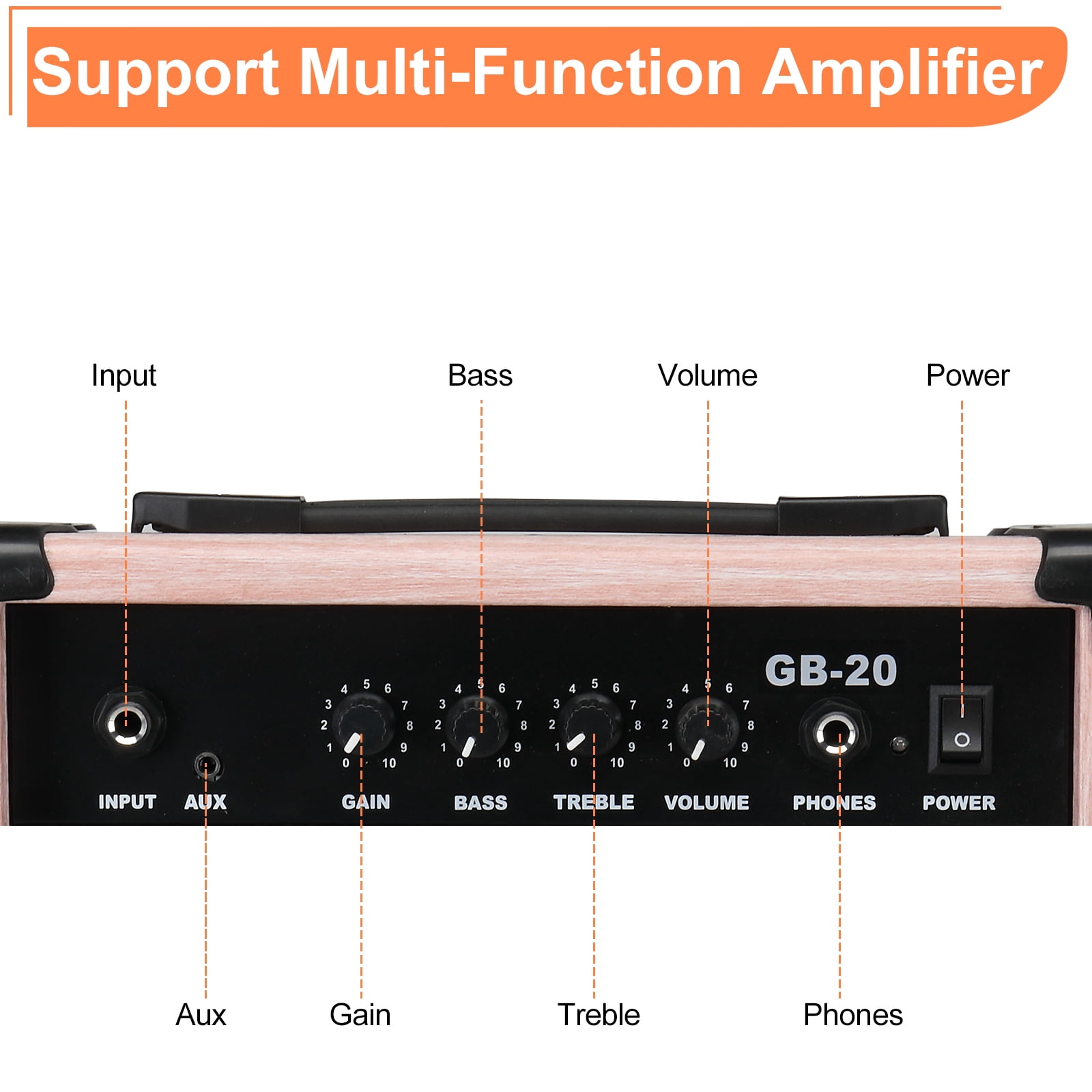 20W GB-20 Electric Bass Guitar Amplifier Natural Color