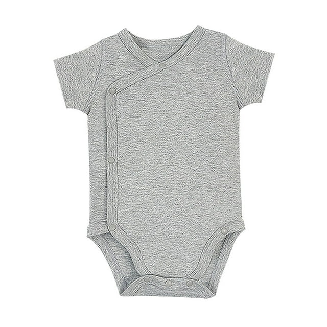 MIASHUI Baby Short Sleeve Side Snap Bodysuit Unisex Solid Color Soft Clothes,Grey,0-3 Months