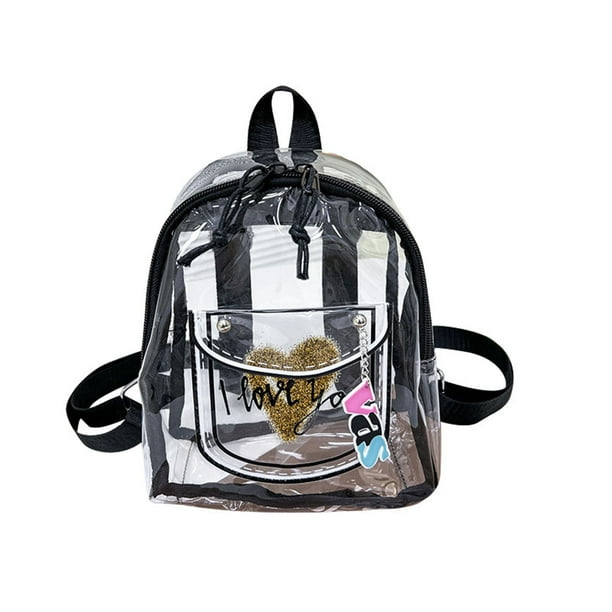 Bolsa de Mujeres de Pvc, Mochila Transparente Mochila Impermeable de Tela de Plástico, Bolsa de Alumnos de Color Caramelo de Gran Capacidad, 22x18x10cm