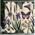 thumbnail image 3 of Ambesonne Lavender Shower Curtain, Witchy Feels Modern Leaves, 69"Wx84"L, Peach Dark Purple Green, 3 of 4