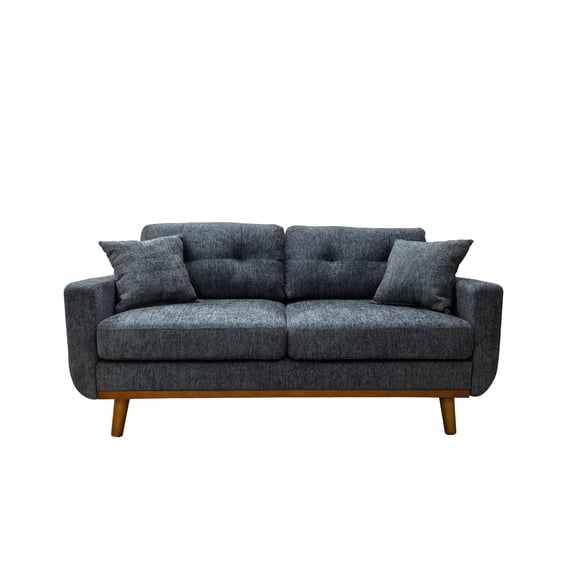Cterwk 2 Seat Upholstered Loveseat Sofa with Wooden Legs, 67.7" Wide Sofa Couch for Living Room, Bedroom, Office, Blue Gray