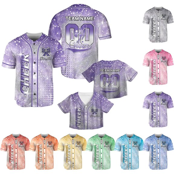 Personalized Cheerleading Team Baseball Jersey, Cheer Coach Jersey Gifts, Cheer Shirt Uniforms, Glitter Jersey S-5XL (DefaultTitle, S)