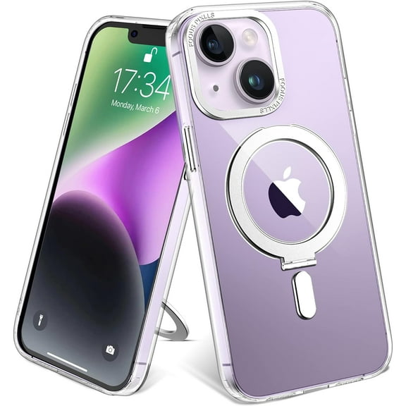 for iPhone 14 Plus Case with Ring Stand, iPhone 14 Plus Phone Case 6.7" Compatible with Magsafe for Men Women, Clear