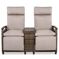 thumbnail image 6 of Harper & Bright Designs Patio Loveseat Lounge Recliner with Adjustable Backrest, Wicker Outdoor Lounge Chair Set with Acacia Wood Armrests and Built-in Storage Table for Poolside & Garden, Brown, 6 of 10