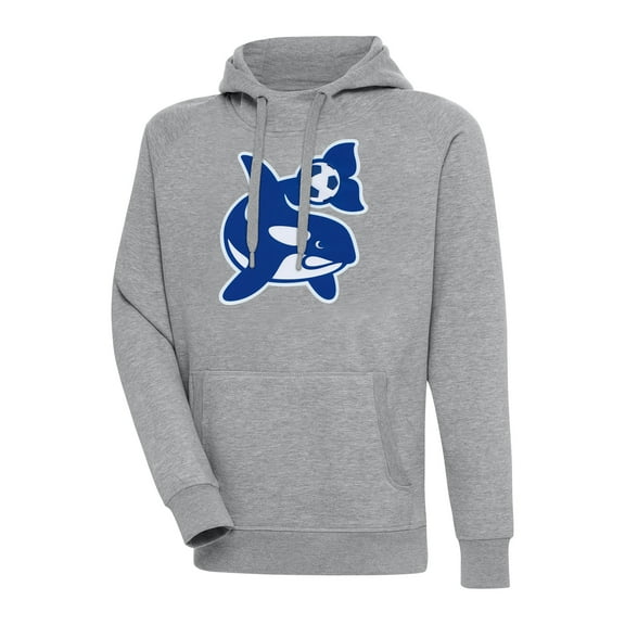 Men's Antigua Heather Gray Seattle Sounders FC Orca Logo Victory Pullover Hoodie