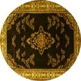 thumbnail image 1 of Ahgly Company Machine Washable Indoor Round Medallion Yellow Traditional Area Rugs, 3' Round, 1 of 4