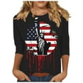 thumbnail image 2 of 4th of July Shirts for Women Red White and Blue Blouse for Women Red White and Blue T Shirts Red White and Blue Top 4th of July Womens Tee Women's Pullover Printed Casual Round Neck 3/4 Sleeve Top, 2 of 5