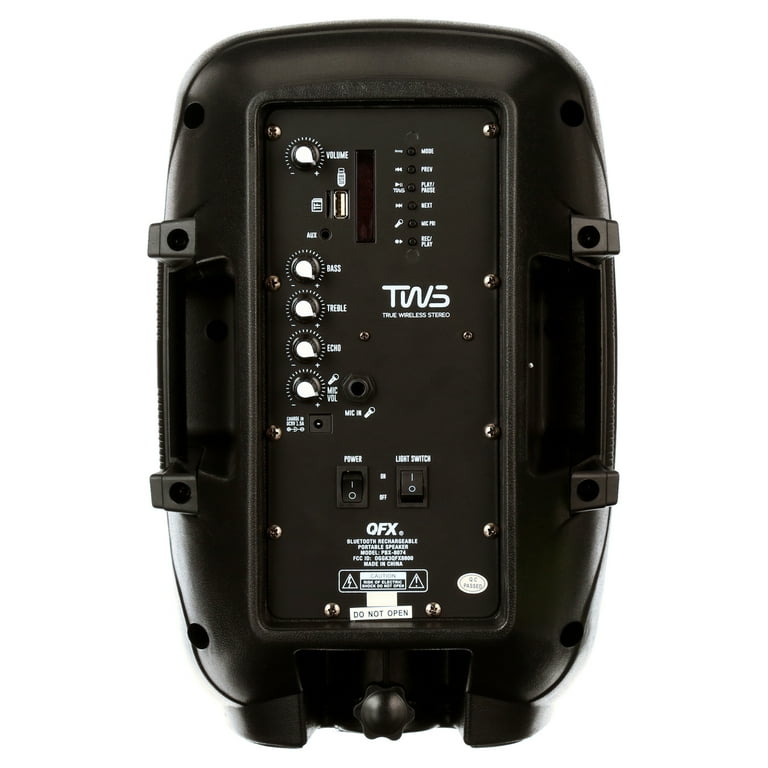 QFX 8” Bluetooth Speaker with LED Lights, Rechargeable