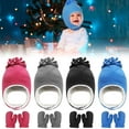 thumbnail image 2 of Deago Toddler Baby Winter Hat Mitten Set Kids Boys Girls Gloves Warm Earflap Fleece Sherpa Lined (Blue), 2 of 8