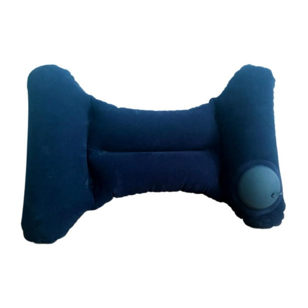 Almohada de viaje inflable con soporte para la cintura, cojín para la espalda para viajes de negocios Flocado azul marino