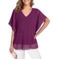 thumbnail image 2 of Top de gasa,Top de gasa suelto Top de gasa suelto con volantes Camisa de gasa para mujer Rendimiento sólido, 2 of 6
