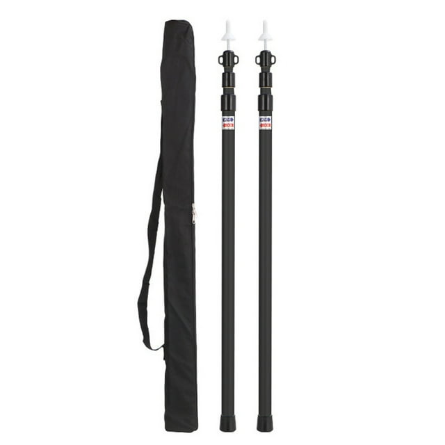 TFixol Mât de Support Télescopique en Alliage d'Aluminium Léger, Lot de 2 avec Sac de Transport, Hauteur Réglable jusqu'à 2,3m, Durable pour Usage Extérieur, Options Disponibles Noir/argent