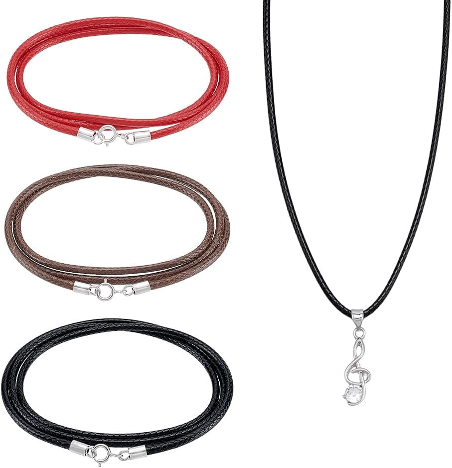 Otxas Leather Necklace Cord - Adjustable 18-24 Inch Waterproof Rope With Stainless Steel Clasp